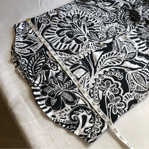 Lauren Ralph Lauren Women’s Black/White Floral Blouse Size L Button-Up Collared - Picture 7 of 16